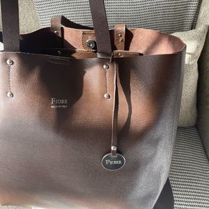 Fiore Leather Brown Tote Bag Made in Italy